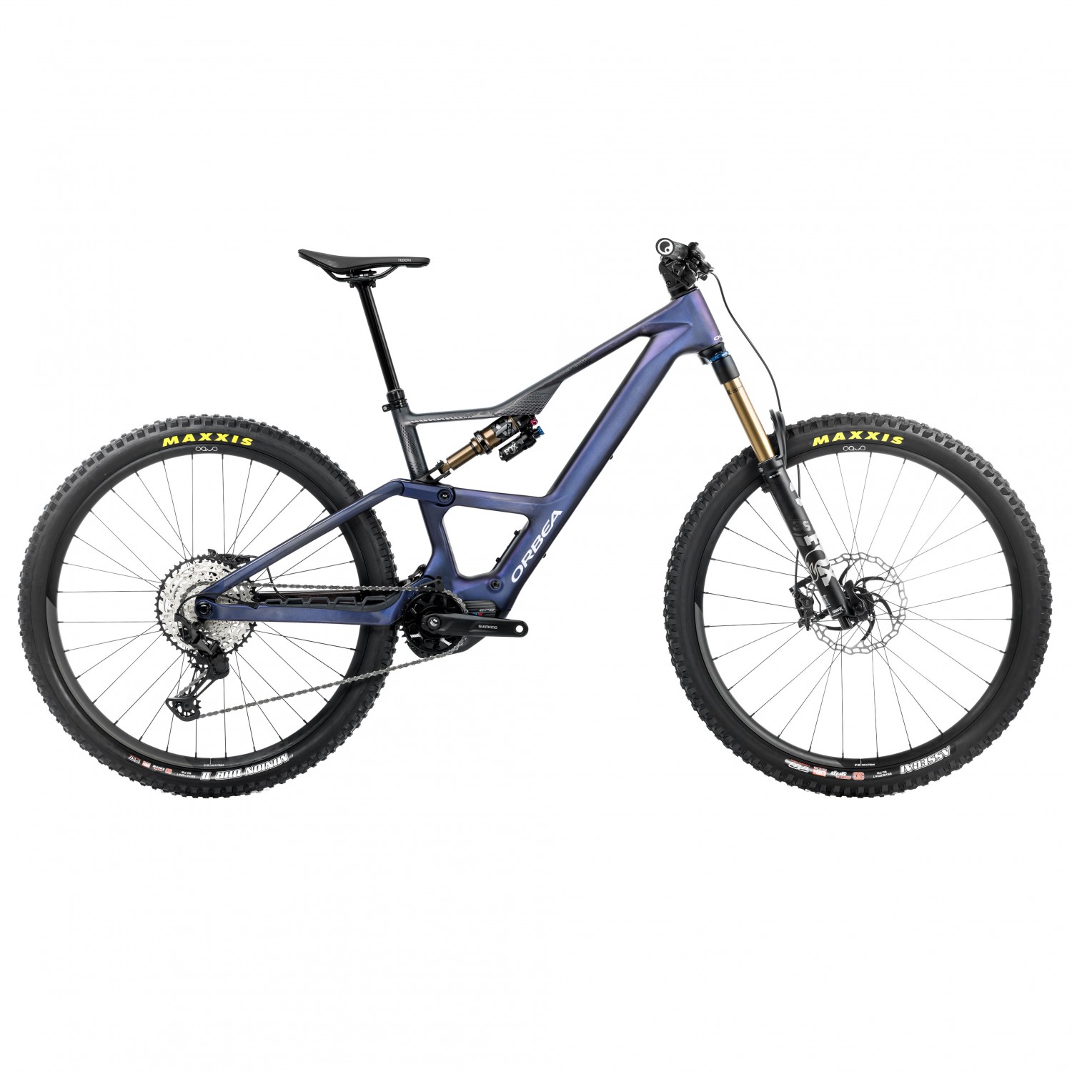 Електровелосипед Orbea Rise LT M10 630Wh Full Suspension Electric Mountain Bike - Tanzanite Carbon View/Carbon Raw (2025)